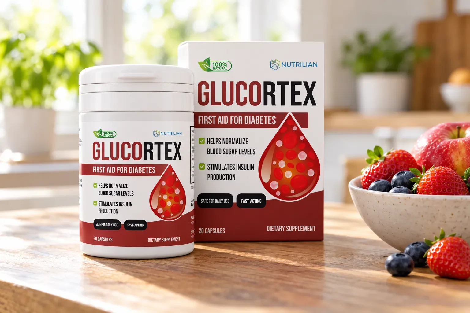Glucortex — el envase en el día a día
